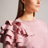 Ted Baker Debroh Easy Fit Ruffled Jumper in Pink