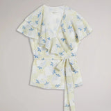 Ted Baker Gemmiaa Wrap Top With Ruffle Sleeves