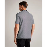 Ted Baker Ginald Short Sleeve Herringbone Stitch Zip Polo in Black