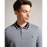 Ted Baker Ginald Short Sleeve Herringbone Stitch Zip Polo in Black
