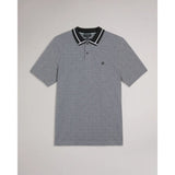 Ted Baker Ginald Short Sleeve Herringbone Stitch Zip Polo in Black