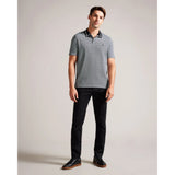Ted Baker Ginald Short Sleeve Herringbone Stitch Zip Polo in Black