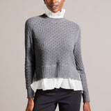 Ted Baker Holina Knit Sweater With Mock Shirt in Grey