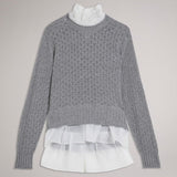 Ted Baker Holina Knit Sweater With Mock Shirt in Grey