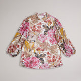Ted Baker Jaylaah Floral Balloon Sleeve Blouse in Dark Red