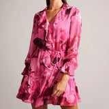 Ted Baker Jjojjo Floral Ruffled Mini Dress in Pink