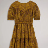 Ted Baker Mairley Yoke Detail Printed Mini Dress Yellow