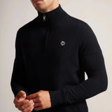 Ted Baker Merino Wool Half Zip Top Navy