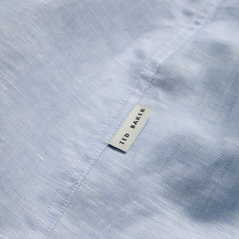 Ted Baker Palomas Short Sleeve Linen Cotton Shirt in Blue