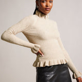 Ted Baker Pipalee Frill Detail Jumper in Camel