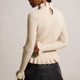 Ted Baker Pipalee Frill Detail Jumper in Camel