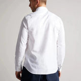 Ted Baker Remark Long Sleeve Linen Shirt In White