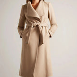Ted Baker Rose Midi Wool Wrap Coat In Camel