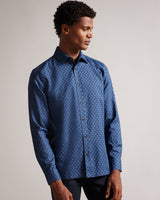 Ted Baker Sanlon Long Sleeve Diamond Print Shirt Navy