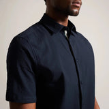 Ted Baker Stansho Short Sleeve Seersucker Shirt in Navy