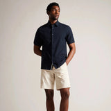 Ted Baker Stansho Short Sleeve Seersucker Shirt in Navy