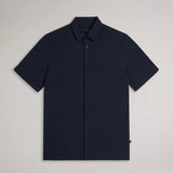 Ted Baker Stansho Short Sleeve Seersucker Shirt in Navy