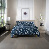The Lyndon Company Petite Fleure 100% Cotton Duvet Cover Set Navy Double