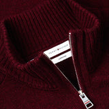 Pure Lambswool Quarter-Zip Jumper In Burgundy Heather