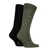 Tommy Hilfiger 2 Pack Structure Dot Sock In Army Green