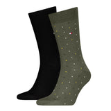 Tommy Hilfiger 2 Pack Structure Dot Sock In Army Green