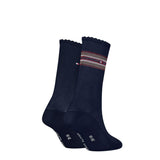 Tommy Hilfiger 2-Pack Women's Lurex Stripe Rib Socks In Navy