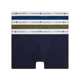 Tommy Hilfiger 3-Pack Signature Repeat Logo Waistband Trunks in Navy/Blue/Green