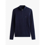 Tommy Hilfiger Cable Knit Half-Zip Jumper In Navy Blue
