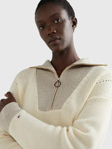 Tommy Hilfiger Colour-Blocked Half-Zip Relaxed Fit Jumper
