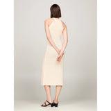 Tommy Hilfiger Crochet Halterneck Midi Dress In Calico