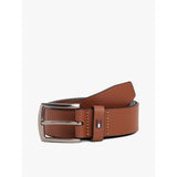 Tommy Hilfiger Denton Enamel Flag Leather Belt In Winter Cognac