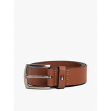 Tommy Hilfiger Denton Enamel Flag Leather Belt In Winter Cognac