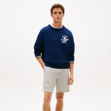 Tommy Hilfiger Dover Seersucker Stripe 8" Inseam Chino Shorts in Ecru