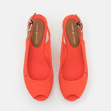 Tommy Hilfiger Elena Sling Back Wedge Sandals in Deep Orange