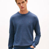 Tommy Hilfiger Essential Structure Crew Neck In Aegean Sea