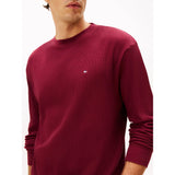 Tommy Hilfiger Essentials Waffle Top In Deep Rouge