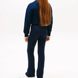 Tommy Hilfiger Extra Slim Metallic Logo Flared Leggings In Dark Blue