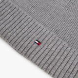 Tommy Hilfiger Flag Embroidery Beanie With Cashmere In Mid Grey Heather
