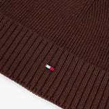Tommy Hilfiger Flag Embroidery Beanie With Cashmere In Rich Walnut