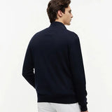 Tommy Hilfiger Flag Embroidery Quarter-Zip Jumper In Navy Blue