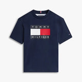 Tommy Hilfiger Flag Logo Jersey Crew Neck T-Shirt In Dark Blue