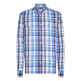 Tommy Hilfiger Flex Poplin Check Shirt In Blue Spell