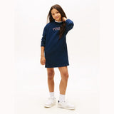 Tommy Hilfiger Floral Logo Fleece Relaxed Sweatshirt Dress In Dark Blue