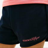 Tommy Hilfiger Glitter Logo Terry Sweat Shorts In Dark Blue
