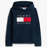 Tommy Hilfiger Heritage Flag Badge Terry Hoody In Dark Blue