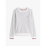 Tommy Hilfiger Jersey Fine Long Sleeve Crew Neck Sweater In Ivory Silk/Dark Night Navy