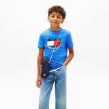 Tommy Hilfiger Kids Wavy Flag Jersey Crew Neck T-Shirt In Empire Blue