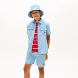 Tommy Hilfiger Kids Wavy Flag Short Sleeve Denim Shirt