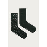 Tommy Hilfiger Ladies Dot Crew Socks 2 Pack In Black