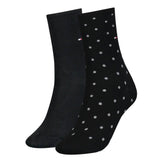 Tommy Hilfiger Ladies Dot Crew Socks 2 Pack In Black